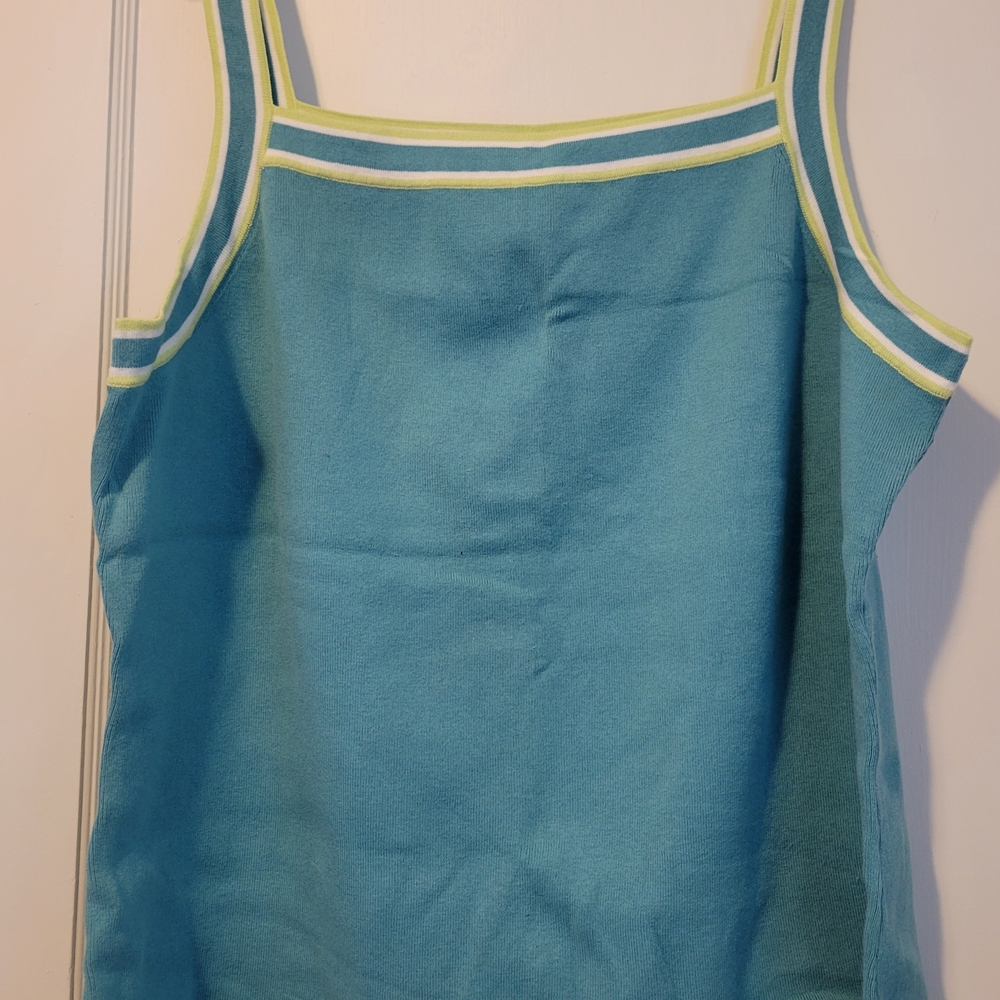 CJ Banks Blue Tank Top with Yellow and White Accents